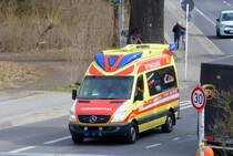 Krankentransport Hinz GmbH aus Berlin mit einem MB Sprinter Krankentransportfahrzeug (Nr.20) am 22.03.21 Berlin Buch.