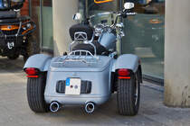 Heckansicht des Harley Davidson three wheelers. 03.2021