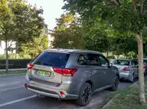 Rückansicht:Mitsubishi Outlande Plug-in Hybrid, fotografiert in September, 2020.