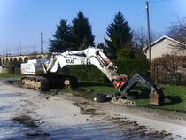 Kettenbagger ATLAS 1804 LC auf einer Tunnelbaustelle im April 2009 in Leipzig.