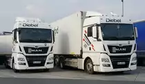 =MAN`s der Spedition DIEBEL rasten an der A3 im März 2021