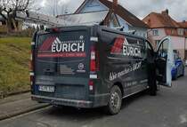 =Fiat Talento der Dachdeckerei EURICH steht auf einer Baustelle in Großenbach, 03-2021