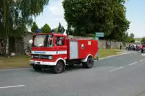 Mercedes Benz TLF am 04.07.21 bei einer Oldtimer Parade zum Jubiläum 75 Jahre Kreisfeuerwehrverband Gießen in Lich (Hessen)