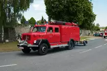 Magirus Deutz Löschfahrzeug am 04.07.21 bei einer Oldtimer Parade zum Jubiläum 75 Jahre Kreisfeuerwehrverband Gießen in Lich (Hessen)