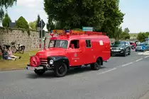 Opel Blitz Löschfahrzeug am 04.07.21 bei einer Oldtimer Parade zum Jubiläum 75 Jahre Kreisfeuerwehrverband Gießen in Lich (Hessen)