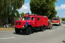 Magirus Deutz Hauber Löschfahrzeug am 04.07.21 bei einer Oldtimer Parade zum Jubiläum 75 Jahre Kreisfeuerwehrverband Gießen in Lich (Hessen)