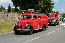 Borgward Löschfahrzeug am 04.07.21 bei einer Oldtimer Parade zum Jubiläum 75 Jahre Kreisfeuerwehrverband Gießen in Lich (Hessen)