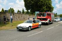 Opel Omega am 04.07.21 bei einer Oldtimer Parade zum Jubiläum 75 Jahre Kreisfeuerwehrverband Gießen in Lich (Hessen)