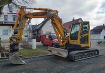 =Yanmar Vio 80 von FEICKERT-Bau, eingesetzt auf einer Baustelle in Langenleiten im April 2021