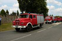 MAN Löschfahrzeug am 04.07.21 bei einer Oldtimer Parade zum Jubiläum 75 Jahre Kreisfeuerwehrverband Gießen in Lich (Hessen)