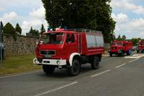 MAN VW Feuerwehrfahrzeug am 04.07.21 bei einer Oldtimer Parade zum Jubiläum 75 Jahre Kreisfeuerwehrverband Gießen in Lich (Hessen)