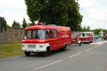 Mercedes Benz Feuerwehrfahrzeug am 04.07.21 bei einer Oldtimer Parade zum Jubiläum 75 Jahre Kreisfeuerwehrverband Gießen in Lich (Hessen)