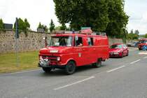 Opel Blitz Feuerwehrfahrzeug am 04.07.21 bei einer Oldtimer Parade zum Jubiläum 75 Jahre Kreisfeuerwehrverband Gießen in Lich (Hessen)