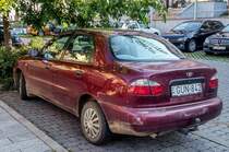 Rückansicht: Daewoo Lanos Sedan. Aufnahme: 08.2020.