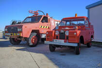 Alte Flughafenfeuerwehrfahrzeuge von DAF/JLP und Land Rover (Santana) sind im Museo del Aire ausgestellt. (Cuatro Vientos, Dezember 2010)