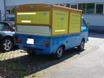 Heckansicht eines Fiat 900E mit einem Pritschenaufbau der Carrozzeria Coriasco/Turin. Mülheim an der Ruhr Saarn am 25.07.2021.