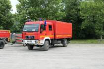 Feuerwehr Aschaffenburg MAN GW Dekon am 24.07.21 auf dem Festplatz nach der Ankunft des Hilfeleistungskontingent Hochwasser/Pumpen Aschaffenburg aus dem Katastrophengebiet in Rheinland Pfalz 