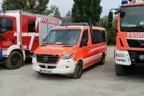 Feuerwehr Kleinostheim Mercedes Benz Sprinter MTW am 24.07.21 auf dem Festplatz nach der Ankunft des Hilfeleistungskontingent Hochwasser/Pumpen Aschaffenburg aus dem Katastrophengebiet in Rheinland Pfalz