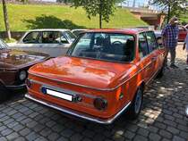 Heckansicht eines BMW 2002 aus dem Jahr 1973. BMW 02 Treffen in Essen-Kupferdreh am 25.07.2021.