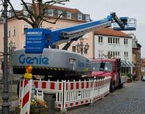 =Wemotec GENIE-Teleskopbühne, eingesetzt beim Rathausumbau in Hünfeld, 04-2021