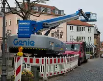 =Wemotec GENIE-Teleskopbühne, eingesetzt beim Rathausumbau in Hünfeld, 04-2021