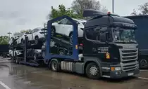 =Scania-Autotransporter von MONTEMO rastet im Mai 2021 am Rasthof Bruchsal