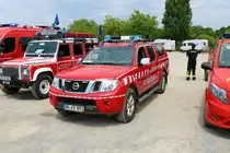 Feuerwehr Stockstadt Nissan Navara PKW am 24.07.21 auf dem Festplatz nach der Ankunft des Hilfeleistungskontingent Hochwasser/Pumpen Aschaffenburg aus dem Katastrophengebiet in Rheinland Pfalz