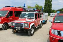 Feuerwehr Waldaschaff Land Rover Defender KdoW am 24.07.21 auf dem Festplatz nach der Ankunft des Hilfeleistungskontingent Hochwasser/Pumpen Aschaffenburg aus dem Katastrophengebiet in Rheinland Pfalz