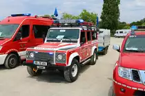 Feuerwehr Waldaschaff Land Rover Defender KdoW am 24.07.21 auf dem Festplatz nach der Ankunft des Hilfeleistungskontingent Hochwasser/Pumpen Aschaffenburg aus dem Katastrophengebiet in Rheinland Pfalz