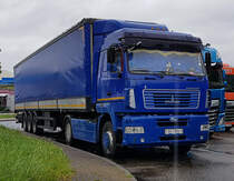 =unbekannter Sattelzug aus Bulgarien steht auf der Rastanlage Bruchsal, Mai 2021