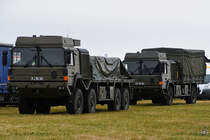 Militärische Lastkraftwagen der MAN HX-Serie waren Mitte Juli 2017 in Fairford zu sehen.