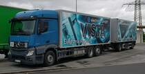 =MB Actros-Hängerzug des Elektronikrecyclers VISTA steht im Mai 2021 auf einem Rastplatz an der A 3