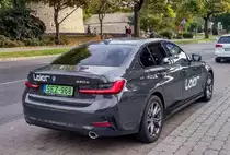 Rückansicht: BMW 3-er (G20) als Plugin-Hybrid, fotografiert in 10.2020.
