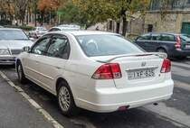 Honda Civic Mk7 Sedan in Oktober 2020 von hinten fotografiert.