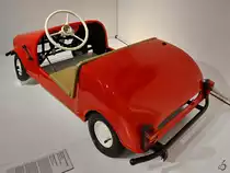 Dieses selbst gebaute Kinderauto aus dem Jahr 1959 war Anfang August 2021 im Heimatmuseum  Unser Fritz  in Herne ausgestellt.