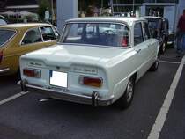 Heckansicht einer Alfa Romeo Giulia 1300 Super. Start zum 8. Saarner Oldtimer Cup am 22.08.2021.