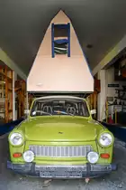 Ein Trabant 601 mit Dachzelt, so gesehen im August 2021 im DDR-Museum Dargen.