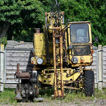 Mitte August 2021 war im DDR-Museum Dargen ein hydraulischer Mobilbagger Weimar T 174 zu sehen.