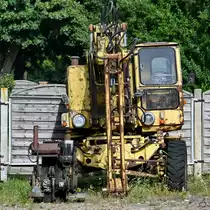 Mitte August 2021 war im DDR-Museum Dargen ein hydraulischer Mobilbagger Weimar T 174 zu sehen.
