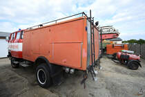 Teil der Feuerwehrausstellung im DDR-Museum Dargen ist dieses Tanklöschfahrzeug TLF 16. (August 2021)