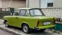 Rückansicht: Grünter Trabant 601 in November 2020.