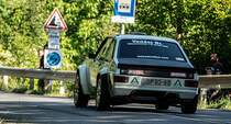 Rückansicht: Ford Escort mk2 Rallye. Aufnahme: Bergrennen Pécs, 09.2021.
