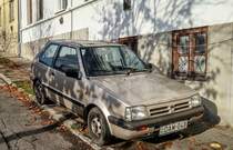 Nissan Micra K10 mit dem typischen  eckigen  Design der 80ern. Foto: 11.2020.