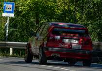 Rückansicht: VW Golf II Rallye auf dem Hillclimb Pécs, 2021 (September).