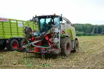 LU Norbert Mäser Claas Jaguar 950 am 31.10.21 bei der Maisernte in der Wetterau