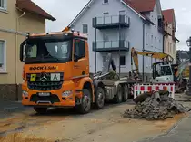 =MB Arocs der Firma BOCK & Sohn auf einer Einsatzstelle in Hünfeld, 07-2021