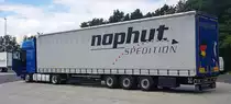 =DAF XF-Sattelzug der Spedition NOPHUT steht im Juli 2021 auf dem Rasthof Fulda-Nord