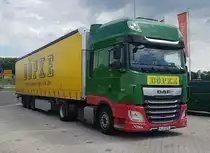 =DAF XF-Sattelzug der Spedition DÖPKE rastet im Juli 2021 an der A 7