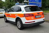 =Audi Q des DRK Karlsruhe verlässt den Rasthof Bruchsal im August 2021