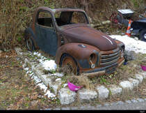 Reste eines Fiat  Topolino ausgestellt in Hauenstein am 22.01.2022